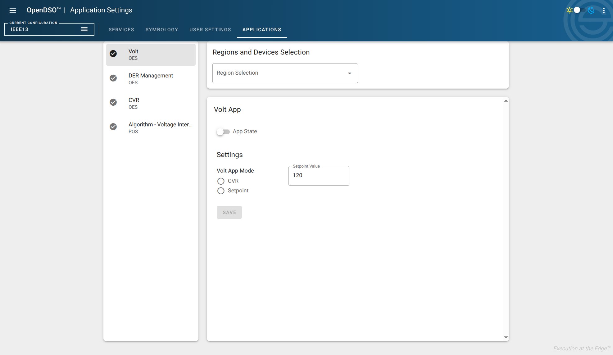 Application Settings Interface